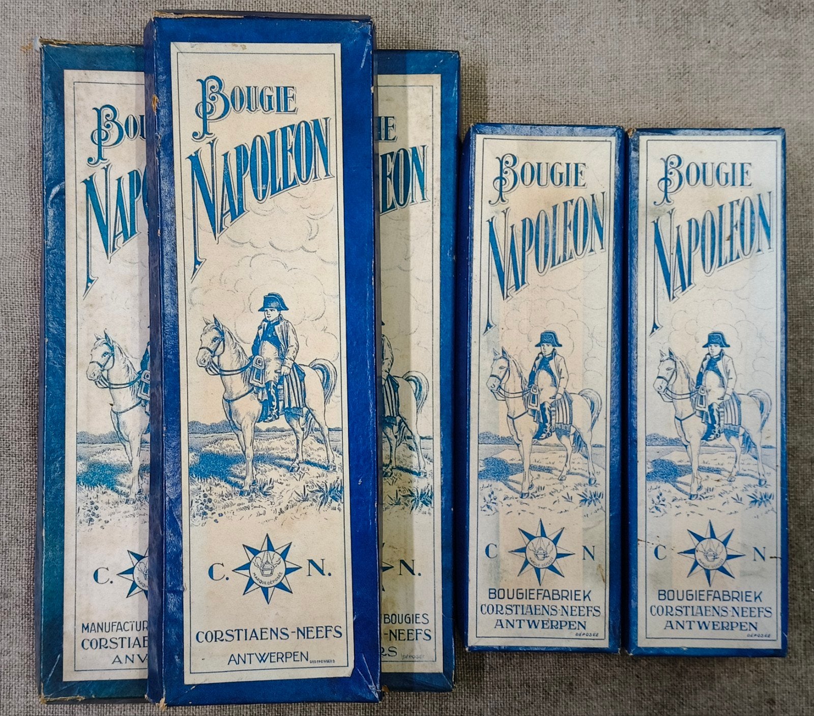 5 oude doosjes Napoleon kaarsen, Ophalen of Verzenden
