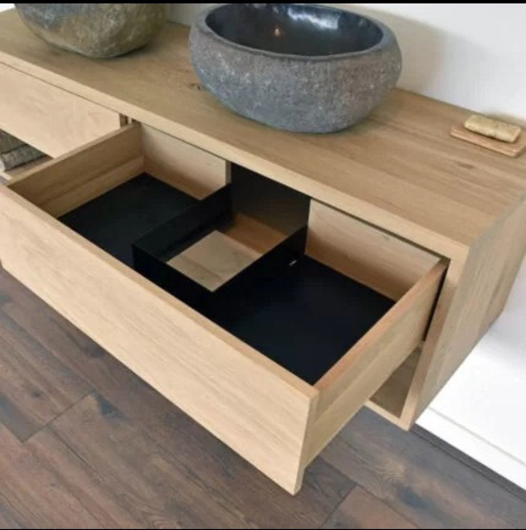 Eiken maatwerk | Zweven badkamermeubel |nw. prijs 1.915€, Ophalen, 100 tot 150 cm, Nieuw, Minder dan 100 cm