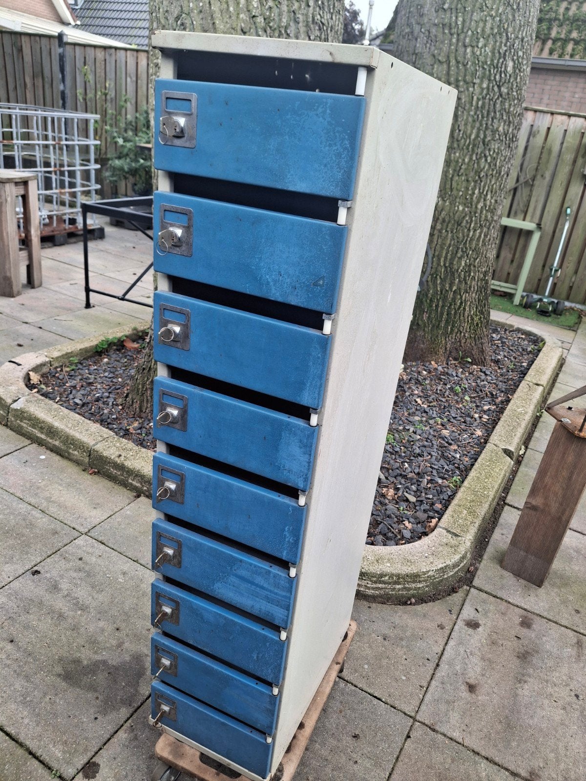 Vintage Overtoom 9-vaks postkast met sleutels, Ophalen, Minder dan 50 cm, Gebruikt, 100 tot 150 cm