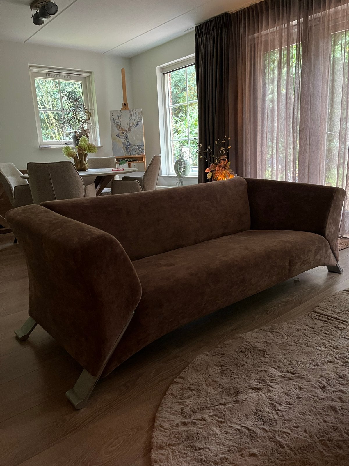 Rolf Benz bank met luxe bruine stof - Zo goed als nieuw, Ophalen, Minder dan 75 cm, Driepersoons, Zo goed als nieuw