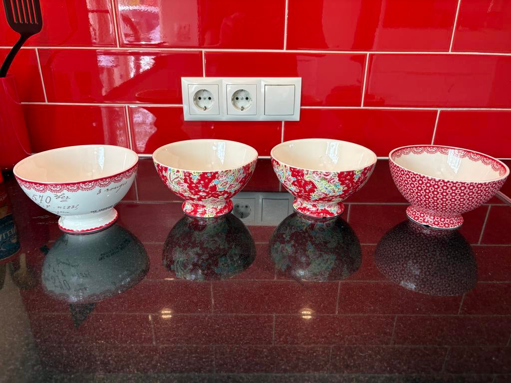 Greengate soepkommen - set van 4, Ophalen, Keramiek, Zo goed als nieuw, Kom(men)