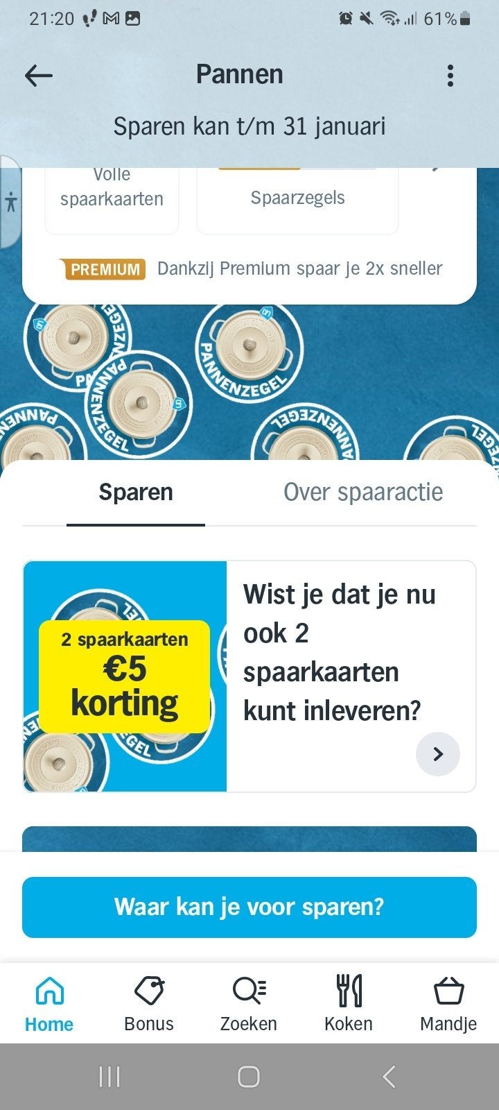 ah pannen 2 volle spaarkaarten digitaal €5 per volle kaart, Albert Heijn, Ophalen