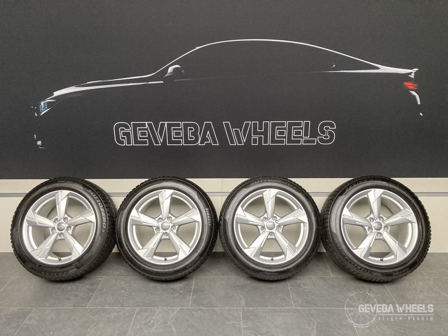 18” originele Audi A6 C8 velgen + Pirelli winterbanden 5x112, Auto-onderdelen, 18 inch, Gebruikt, -, -