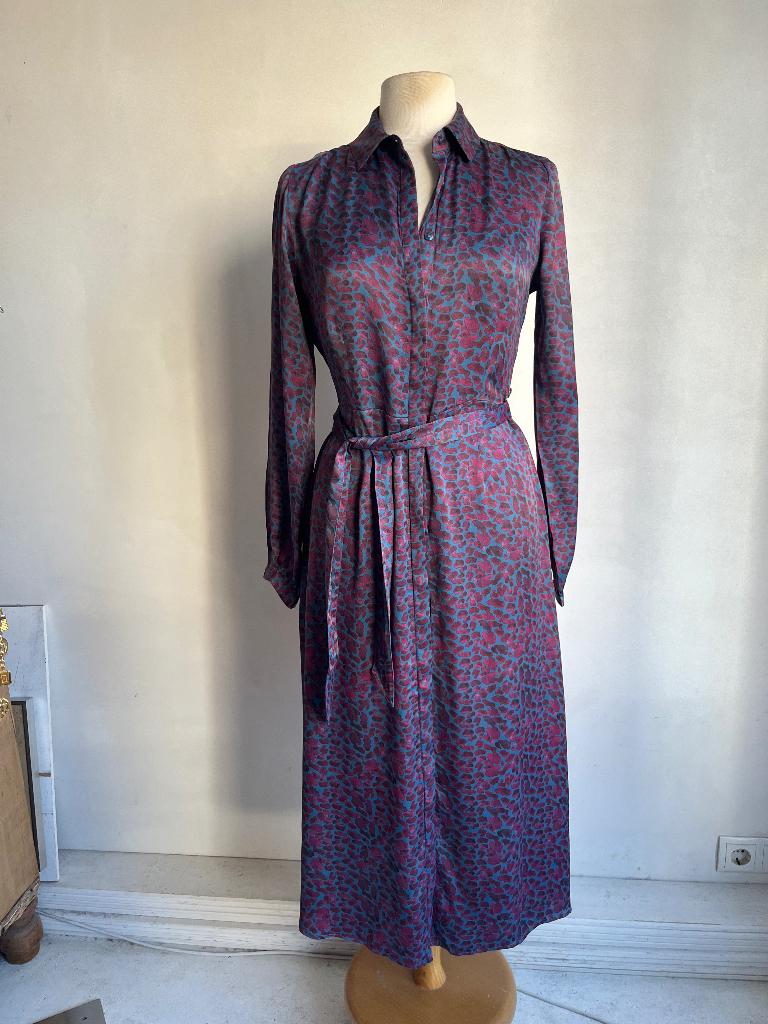 pom maxi jurk paars blauw maat 1, Zo goed als nieuw, Maat 36 (S), Pom Amsterdam, Onder de knie