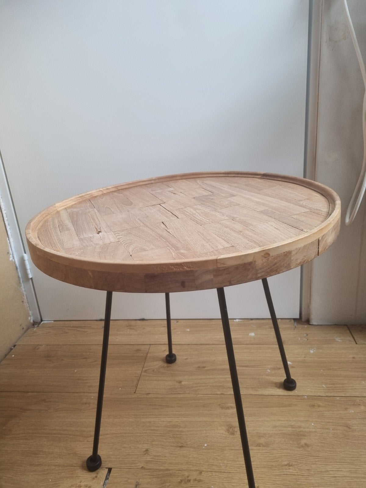 bijzet tafeltje hout, Minder dan 55 cm, Gebruikt, Rond, Ophalen