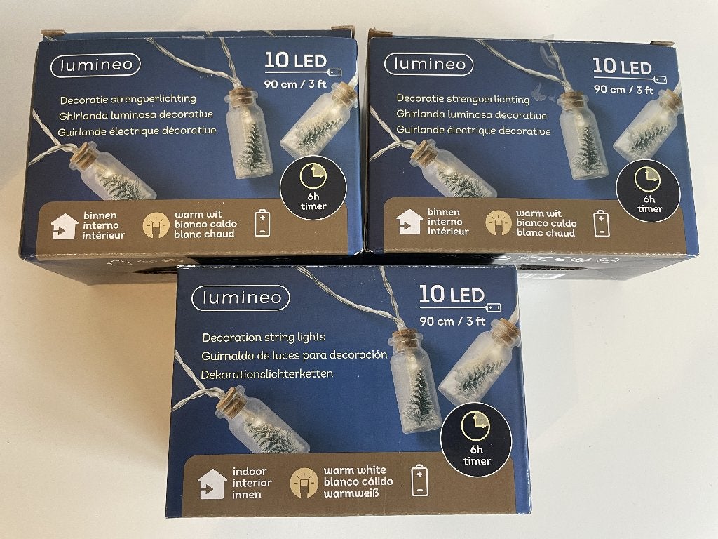 Kerstverlichting - 3x10 mini kerstbomen warm wit LED, Verzenden, Nieuw