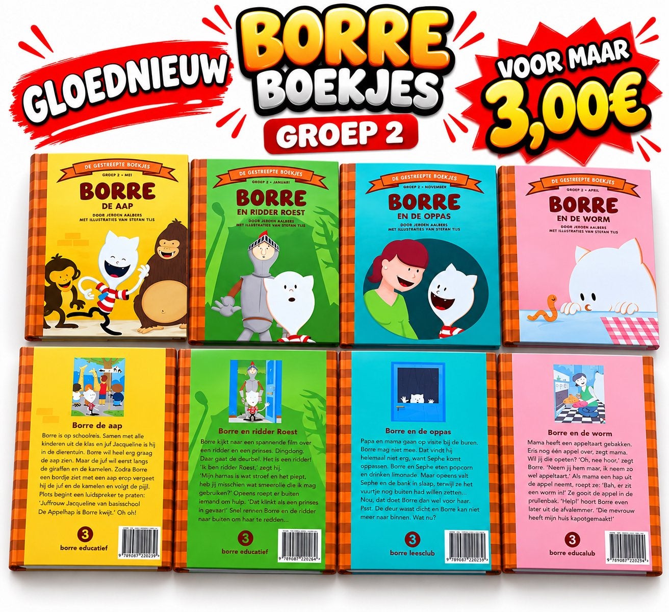 Gloednieuwe Borre Boekjes Groep 2 - Set van 4, Ophalen, Nieuw, Fictie algemeen