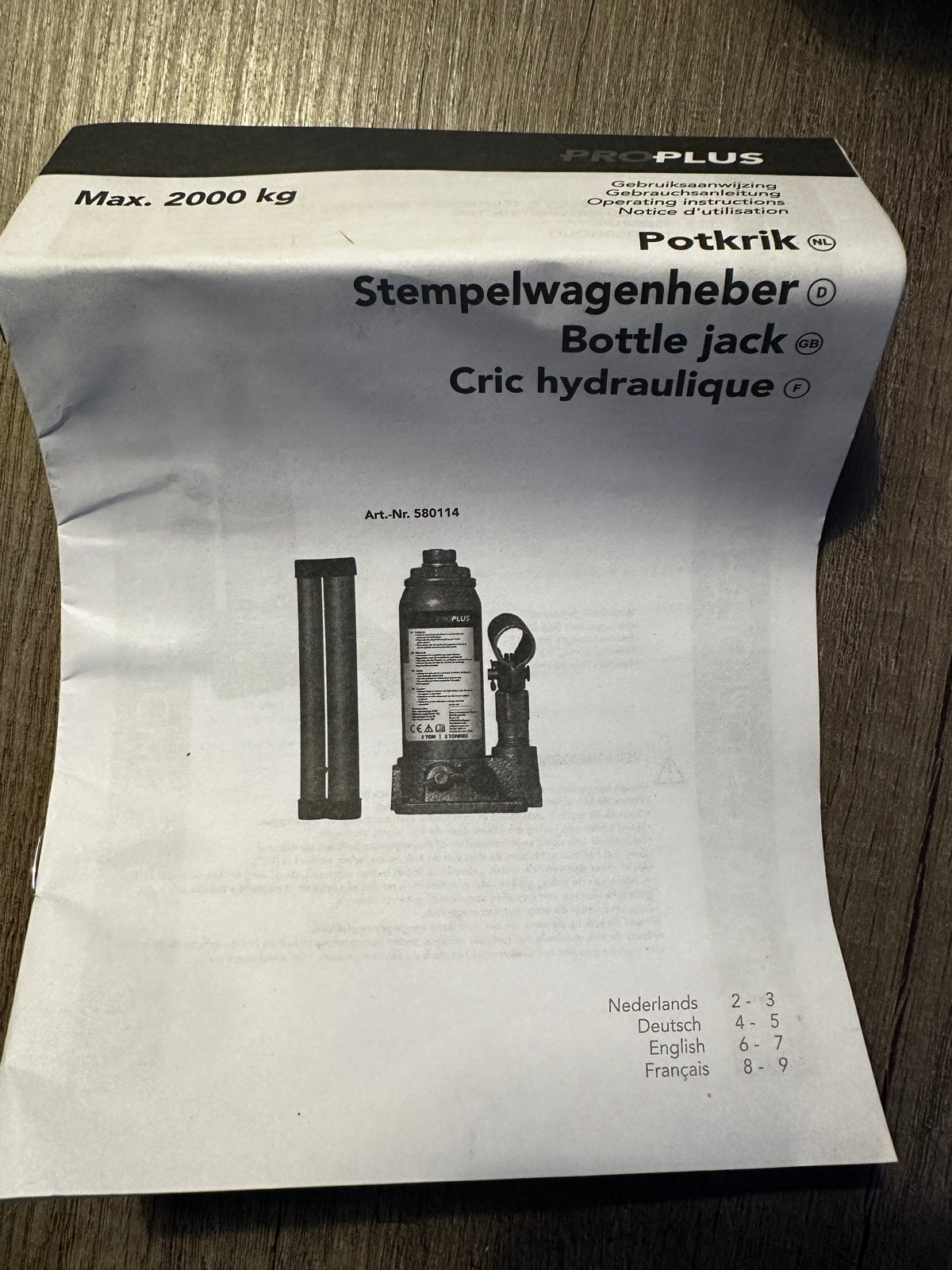 ProPlus Potkrik 2 Ton - Zo goed als nieuw, Auto diversen, Ophalen, Zo goed als nieuw, Hydraulisch, Potkrik