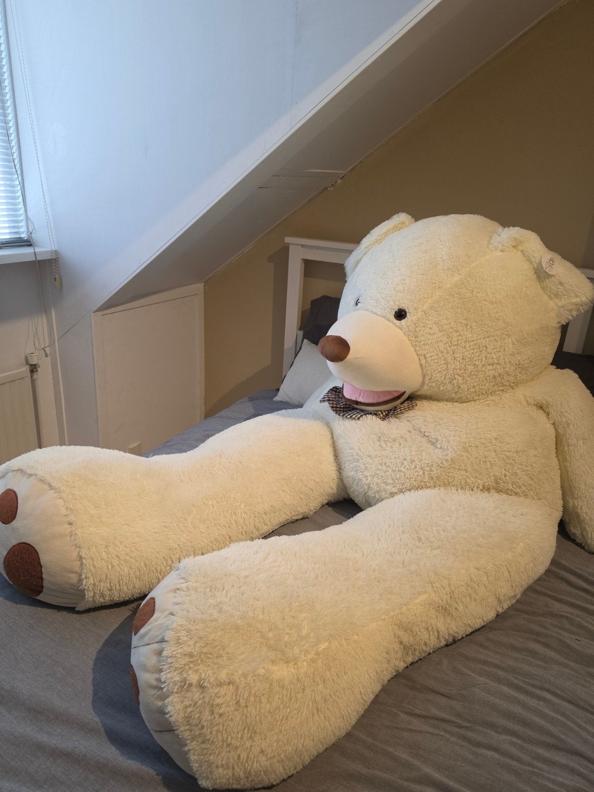 Grote witte teddybeer - Zo goed als nieuw, Ophalen, Beer, Zo goed als nieuw, Wit