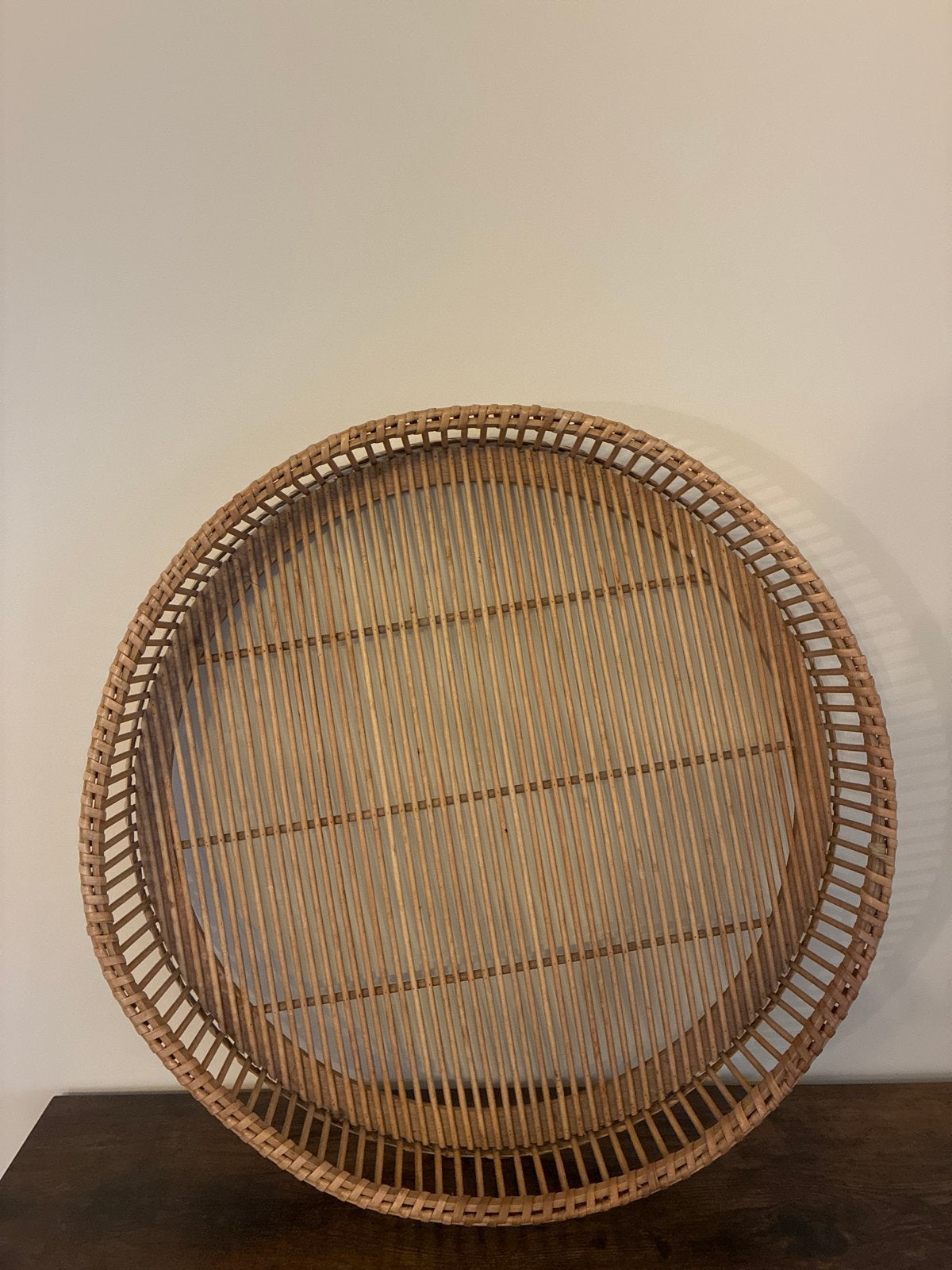 Groot rond dienblad van bamboe - 60 cm diameter, Huis en Inrichting, Ophalen, Gebruikt, Rond, Dienblad