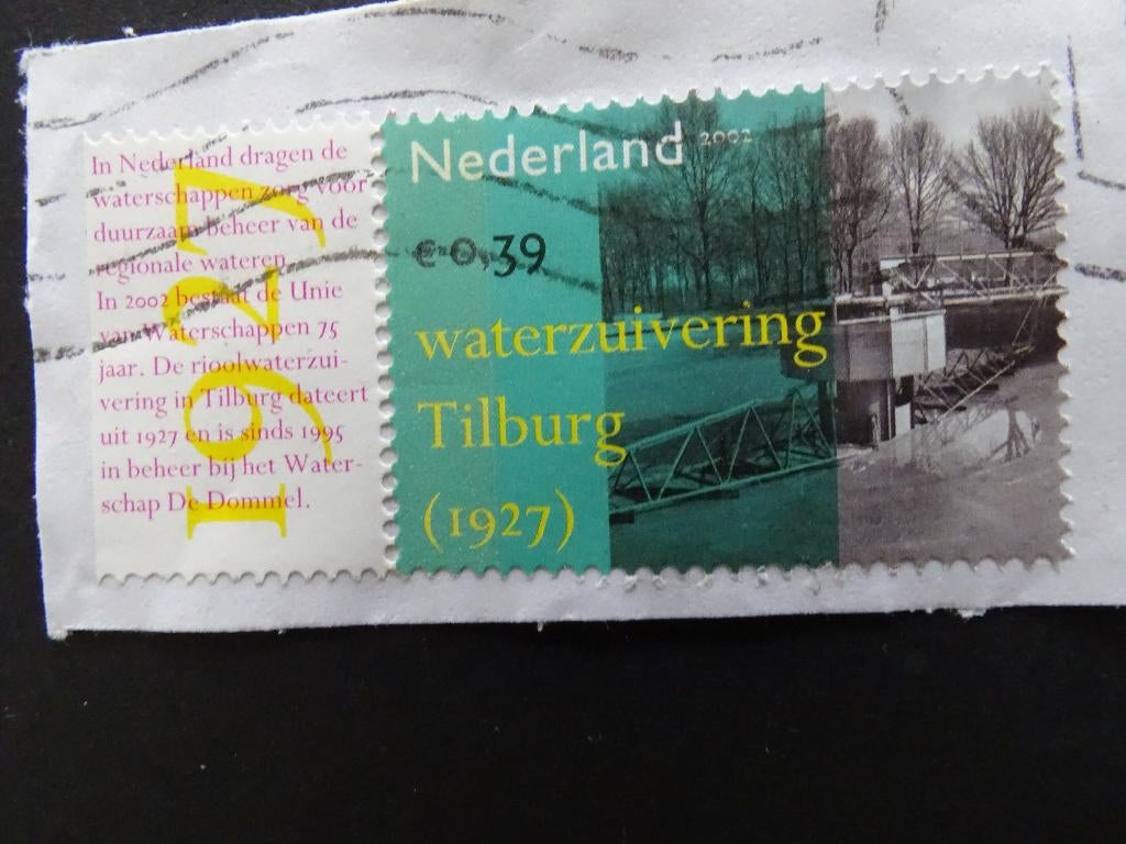 Postzegel NL / Waterzuivering Tilburg (1927) /met Tab / 2002, Ophalen of Verzenden, Na 1940, Gestempeld