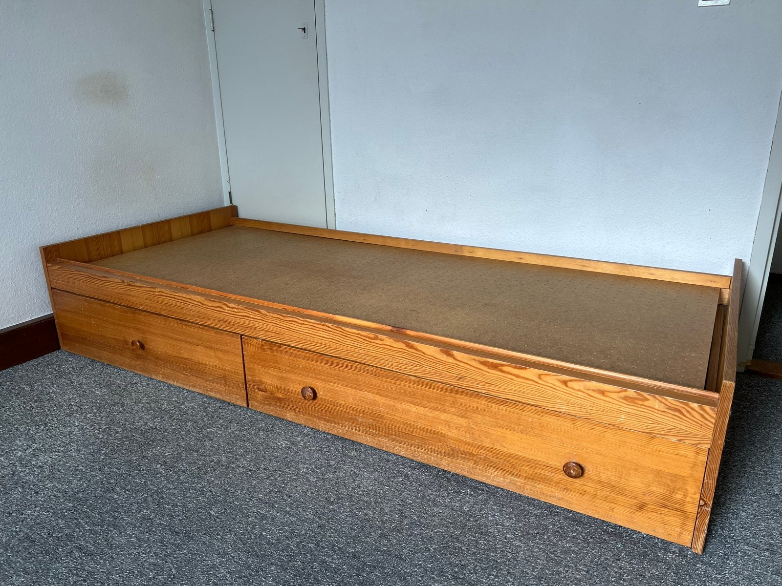 Eenpersoonsbed met opberglades - Hout, Ophalen, Gebruikt, 90 cm, Eenpersoons