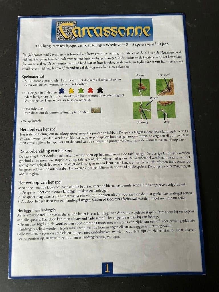 Carcassonne instructies / handleiding, Vijf spelers of meer, Ophalen of Verzenden, Gebruikt, 999 Games b.v.