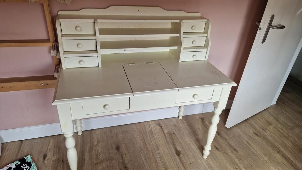 Vintage Secretaire Bureau met Opbergruimte en Lades, Ophalen, Met lades, Gebruikt, Hout