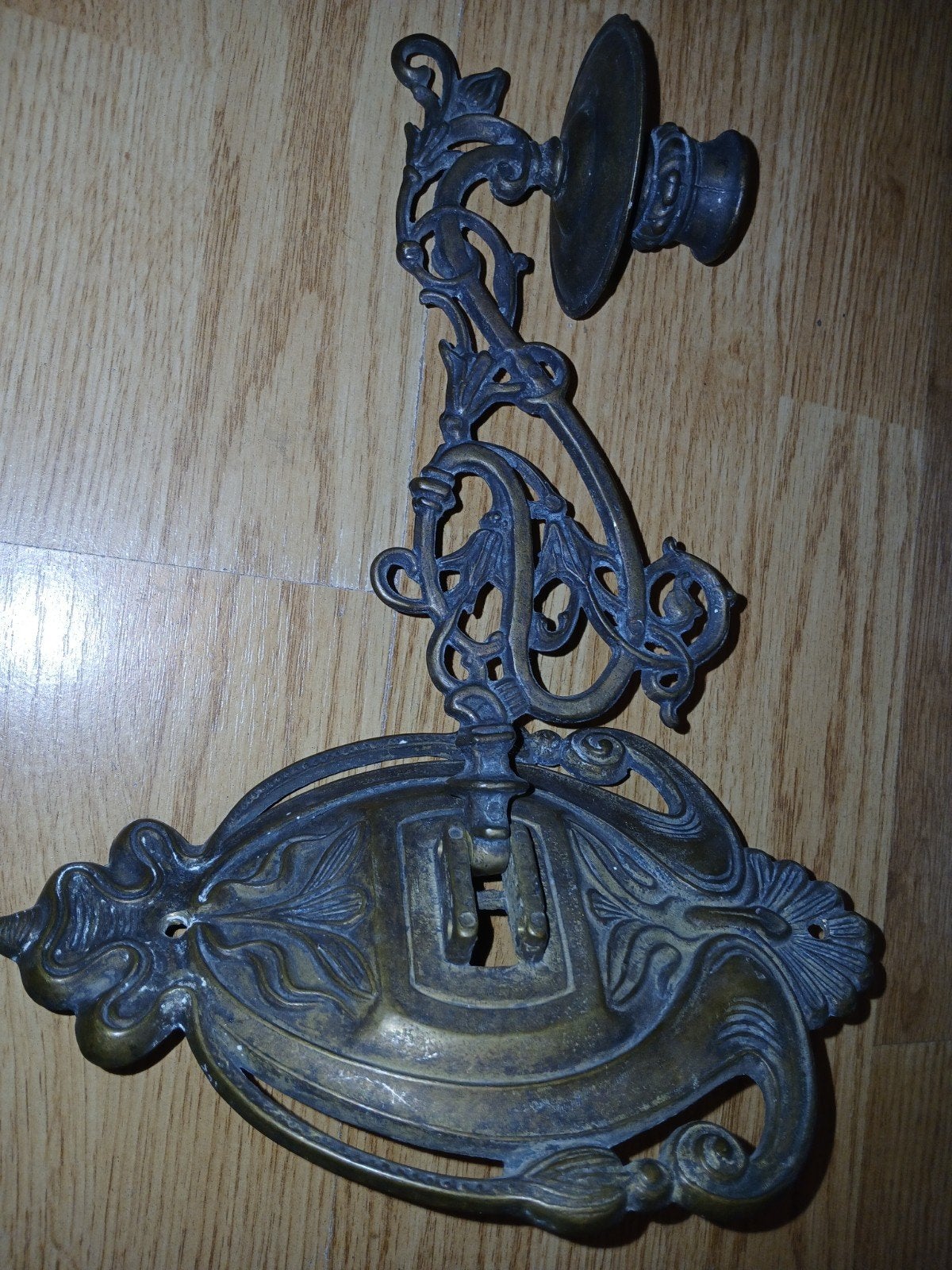 Antieke koperen pianokandelaar, Ophalen of Verzenden, Koper of Brons