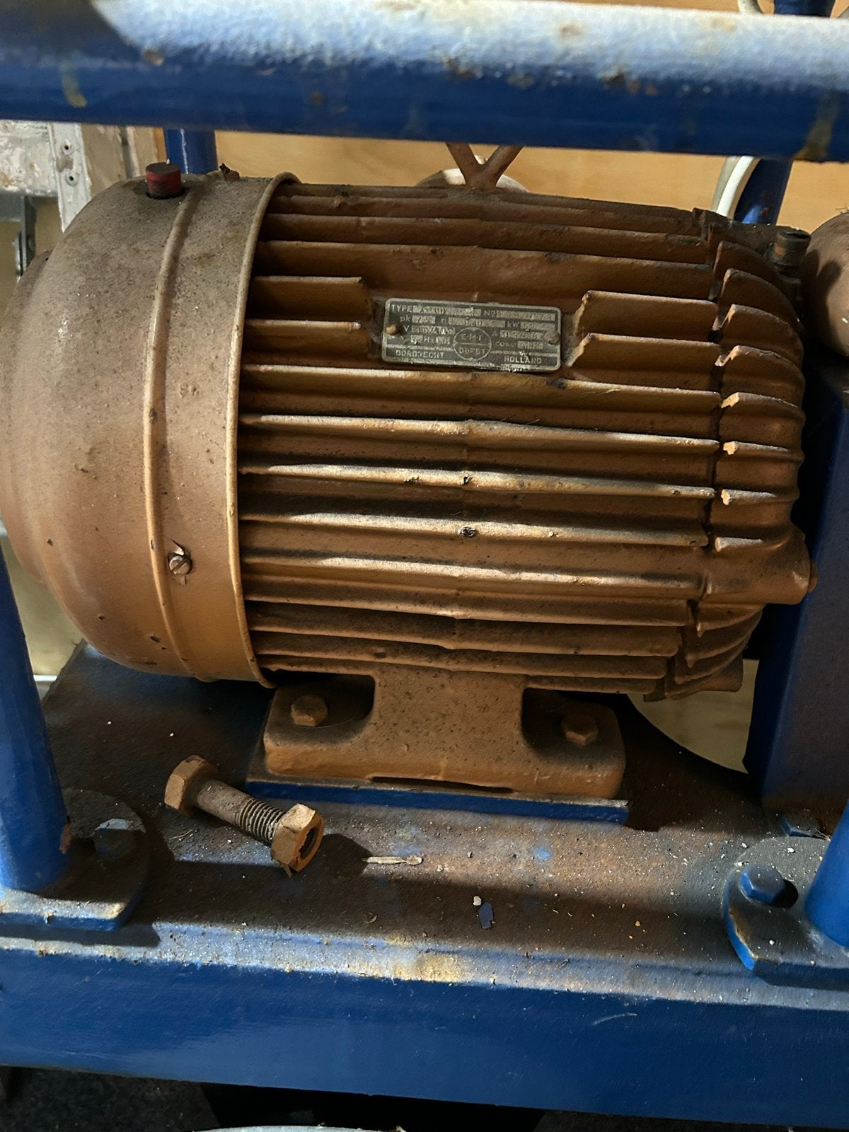 Robuuste E.M.F. DORDT Elektromotor 5.5 kW op onderstel, Doe-het-zelf en Verbouw, Motoren, Ophalen, Gebruikt, Elektromotor, 1400 tot 1800 rpm