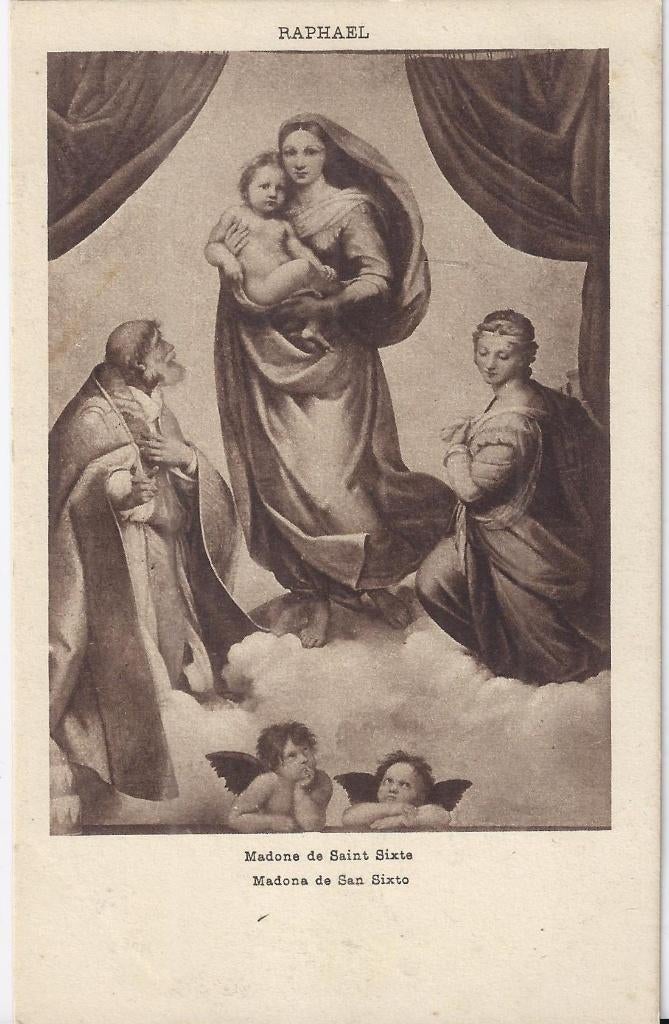 Z62 oude ongelopen ansichtkaart madonna de san sixto, Ophalen of Verzenden, 1940 tot 1960, Ongelopen, Overige thema's