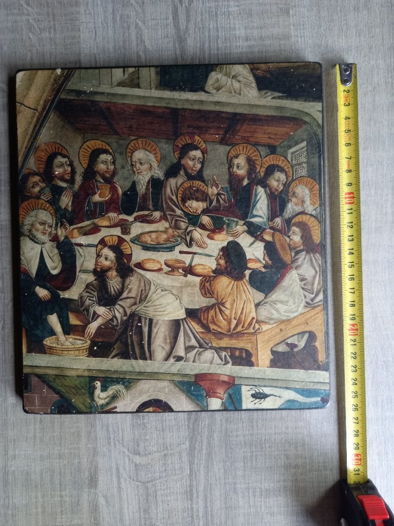 Oud Houten Icoon Het Laatste Avondmaal, Ophalen of Verzenden
