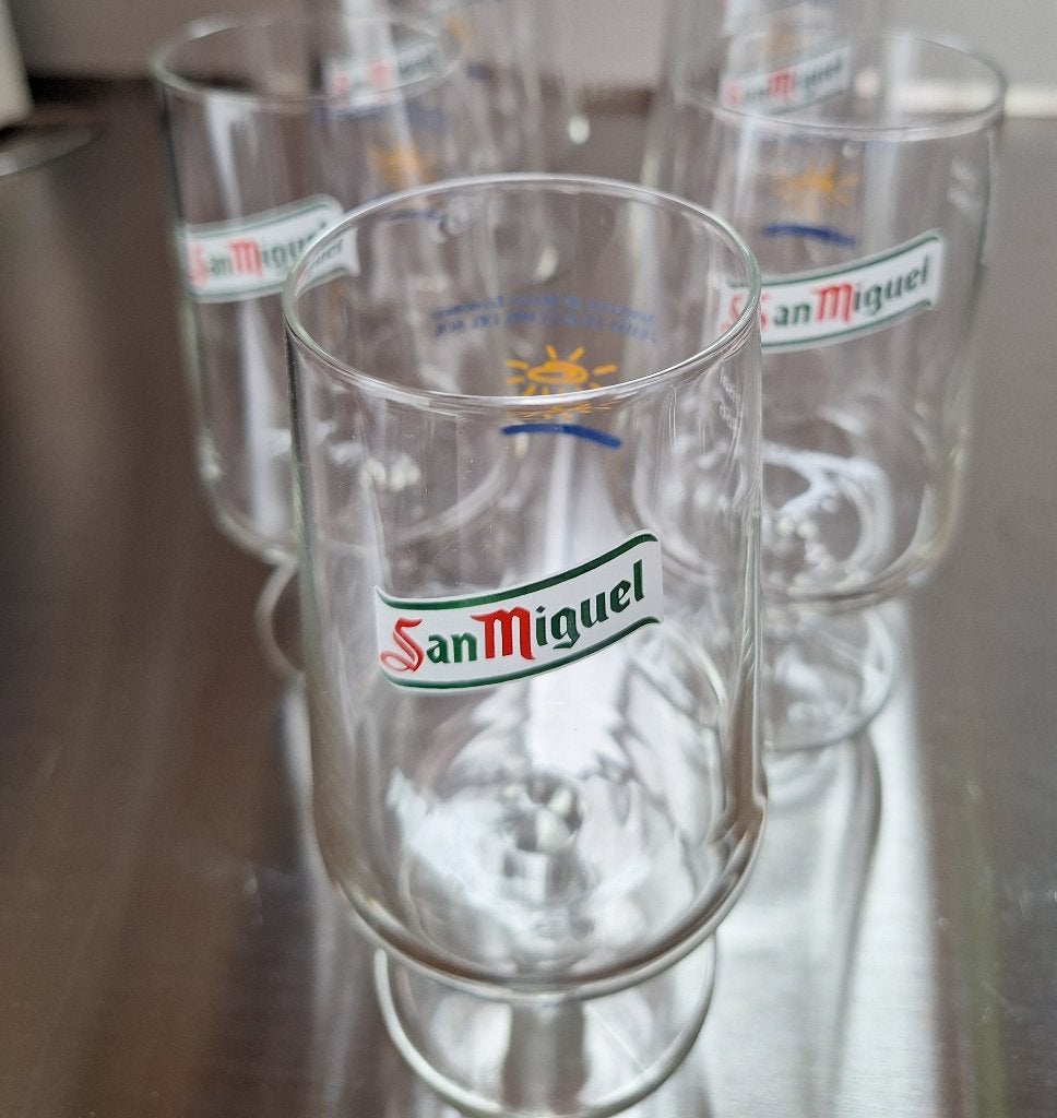 SAN MIGUEL glazen 5 stuks, Ophalen of Verzenden, Zo goed als nieuw, Bierglas