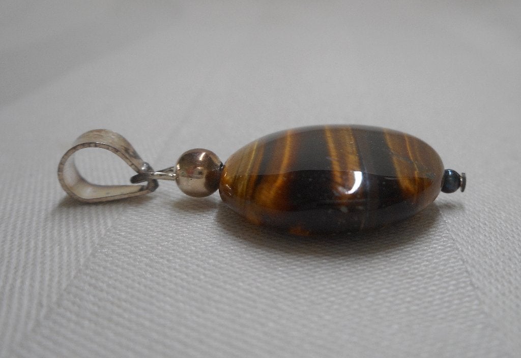 Mooie steen hanger met zilveren hangoog nr.1299, Verzenden, Zo goed als nieuw, Bruin, Zilver