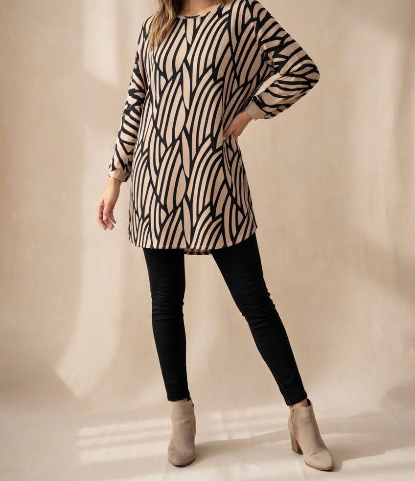 Didi Tuniek / Mini-jurk met Abstracte Print, Kleding | Dames, Ophalen of Verzenden, Zo goed als nieuw, Zwart, Boven de knie