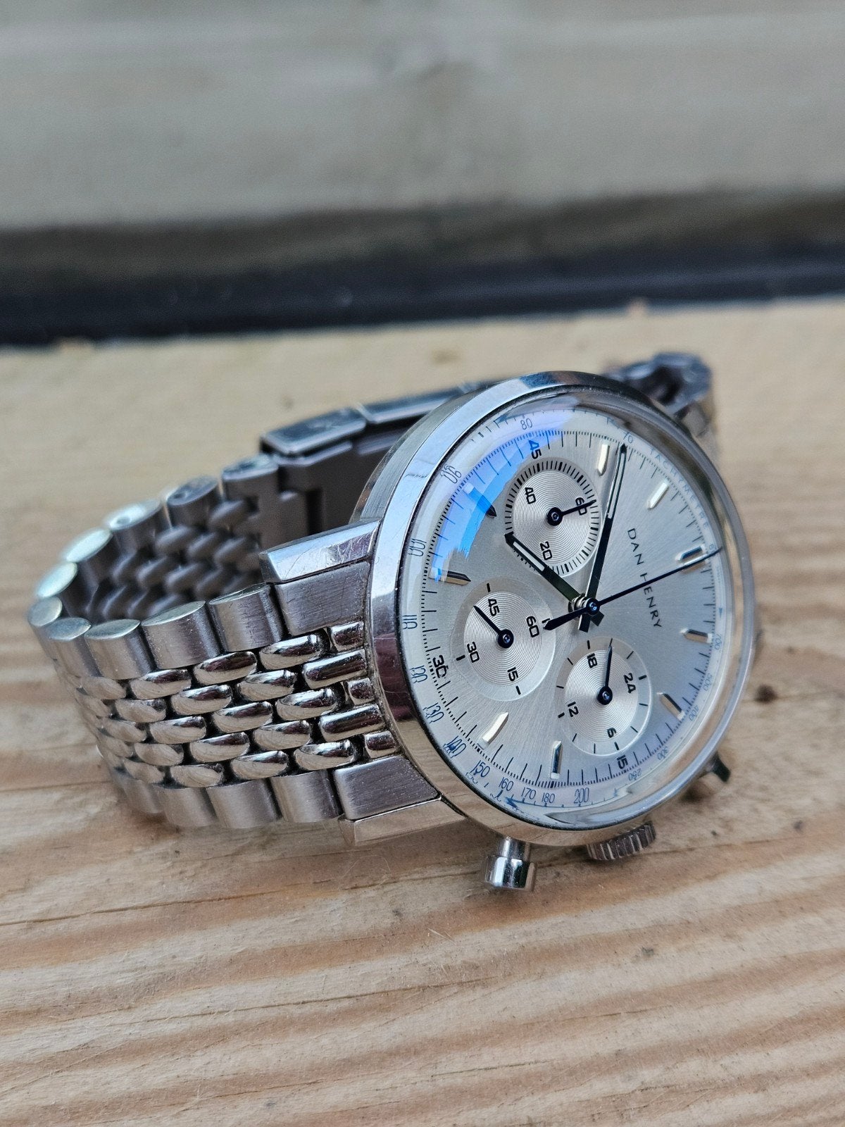 prachtige Dan Henry chronograaf, Ophalen of Verzenden, Zo goed als nieuw, Staal, Omega