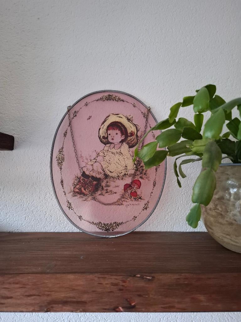 Vintage ovale lijst spiegel Sarah Key, Ophalen of Verzenden, Ovaal, Minder dan 50 cm, Minder dan 100 cm
