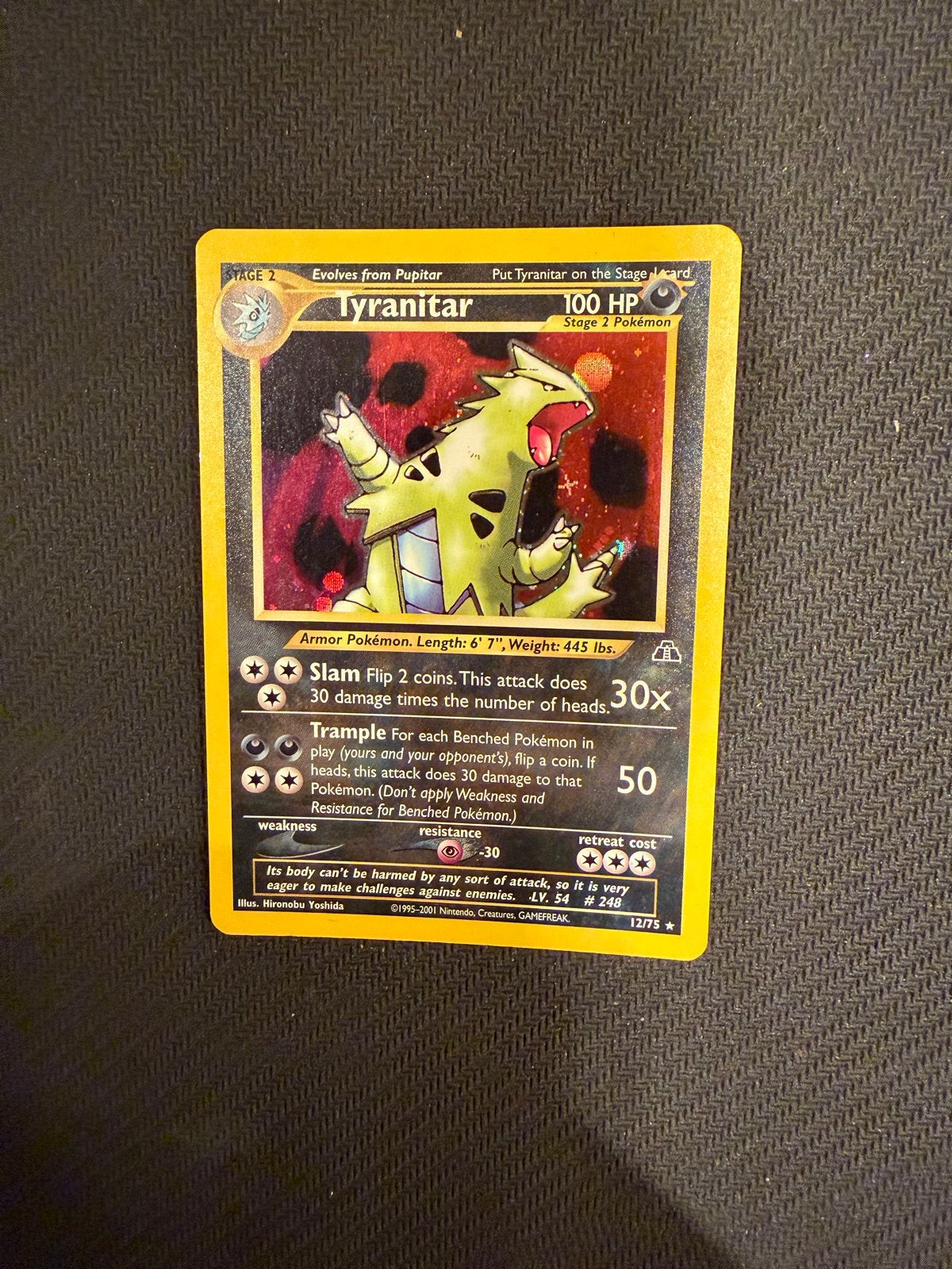 Tyranitar Neo Discovery NM Pokémon Kaart, Ophalen of Verzenden, Zo goed als nieuw, Losse kaart, Foil