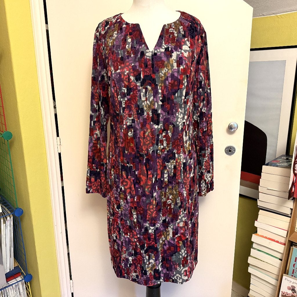 Only-M. kleurijke velours jurk Maat 42 IZGS, Kleding | Dames, Verzenden, Paars, Maat 42/44 (L), Zo goed als nieuw