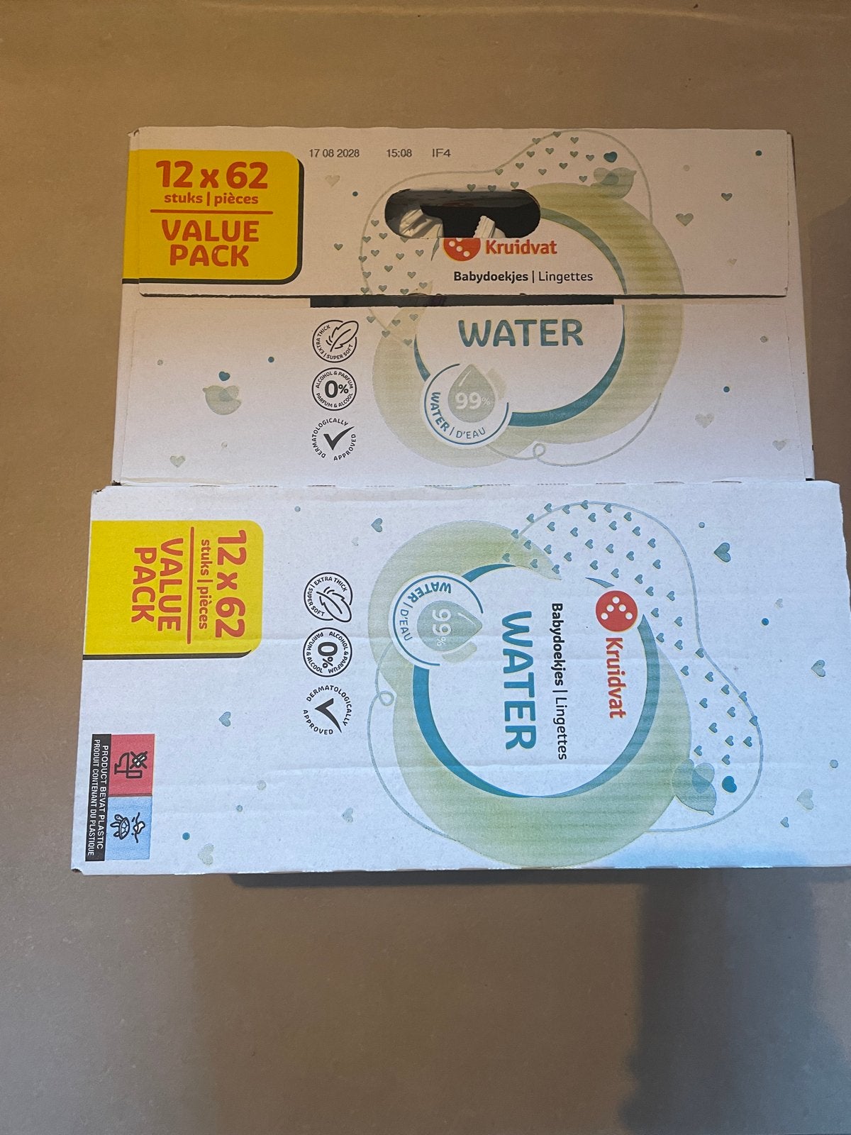 Kruidvat Babydoekjes Water Value Pack 12x62 stuks, Overige typen, Nieuw, Standaard, Ophalen