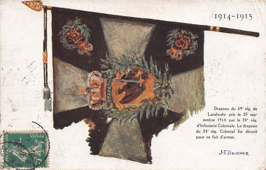 702-332-009 1914-1915 Drapeau Du 69 Reg De Landwehr, Verzenden, Voor 1920, Duitsland