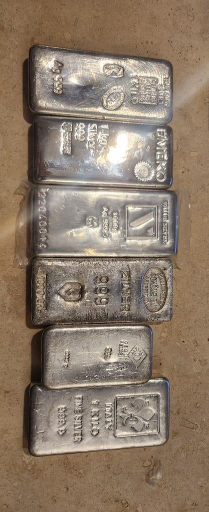 1kg zilveren baren, Postzegels en Munten, Edelmetalen en Baren, Ophalen of Verzenden, Zilver