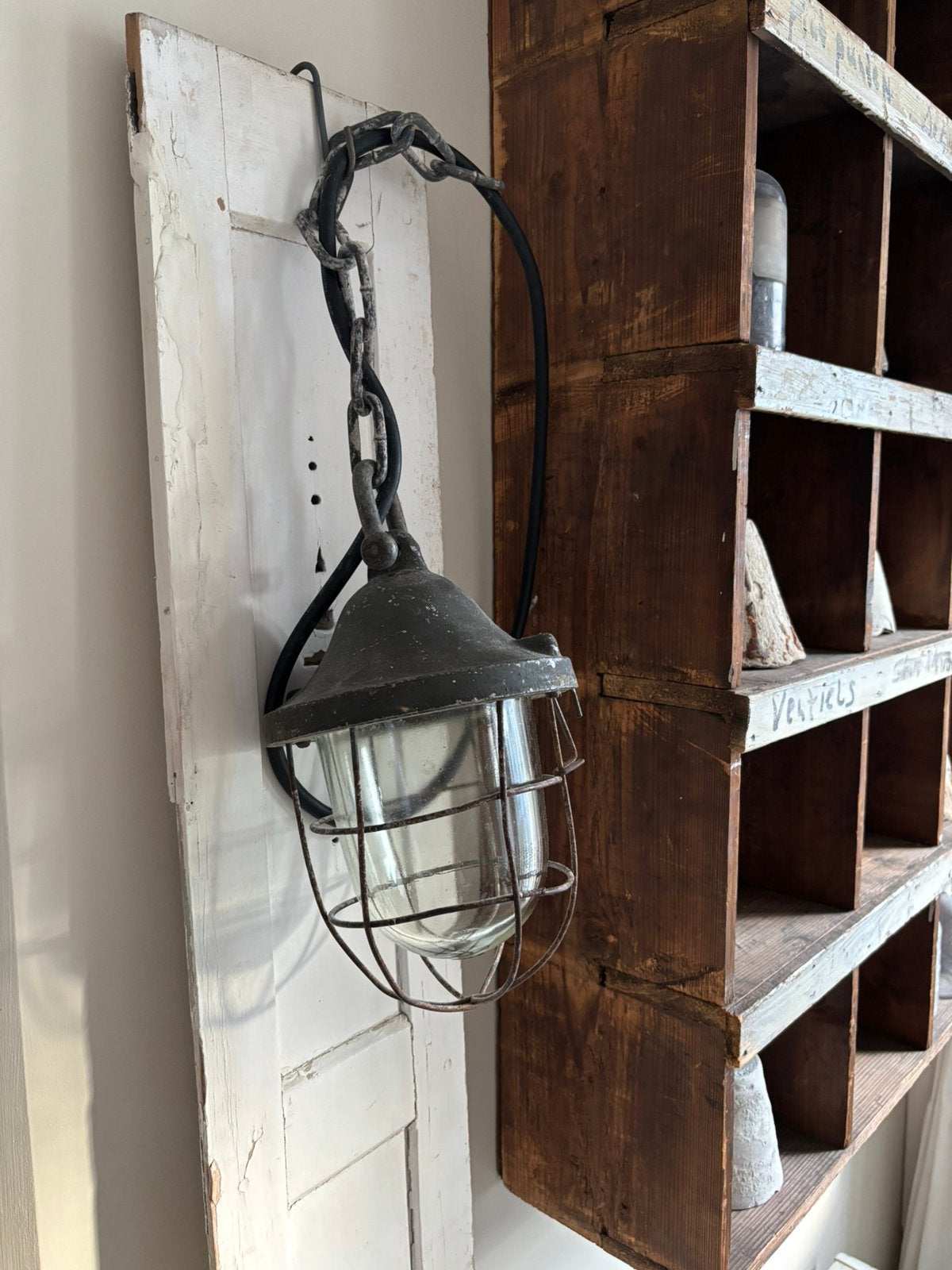 Oude stoere industriele hanglamp | brocante, Ophalen, Gebruikt