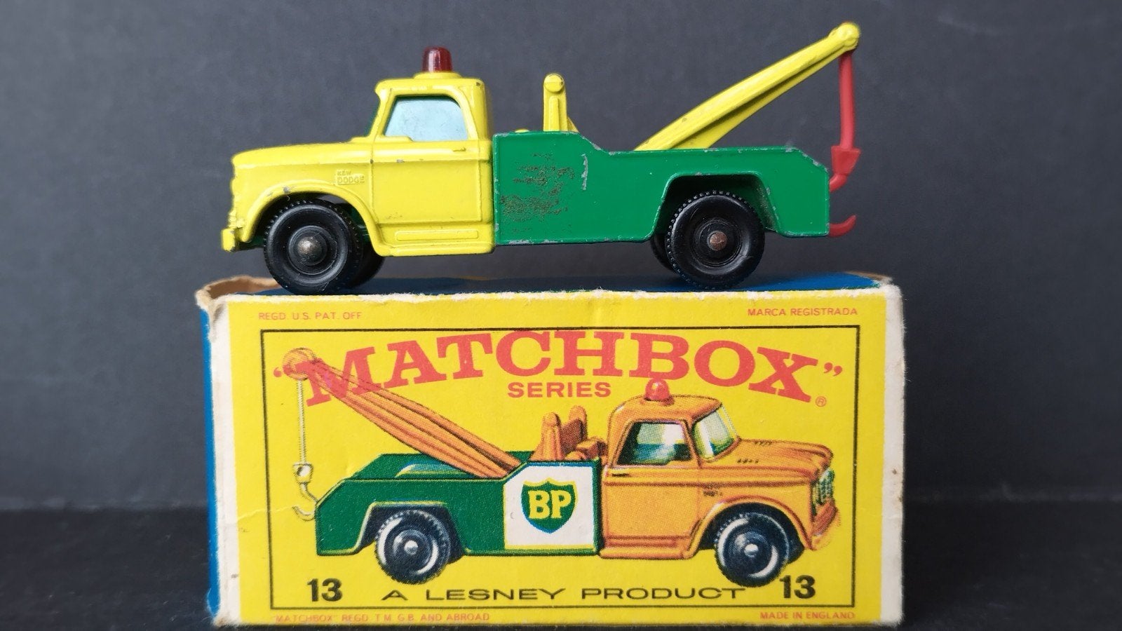 Dodge Wreck Truck BP 1:64 Lesney Matchbox Pol, Gebruikt, Verzenden, Lesney, Auto