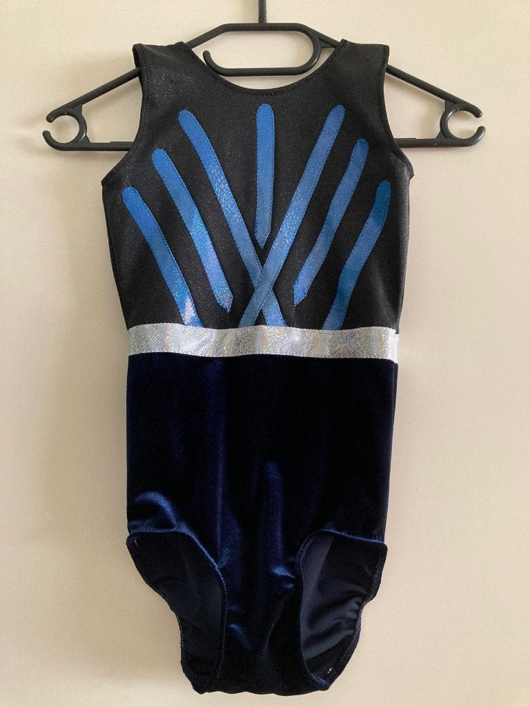 Turnpakje maat 134, Blauw, Zo goed als nieuw, Turnpak(je), Kindermaat 122 t/m 140