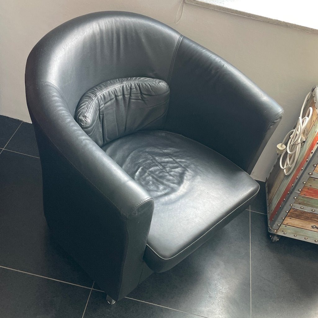 Comfortabele leren fauteuil - Zwart en/of Rood, Huis en Inrichting, Fauteuils, Ophalen, Modern, Comfortabel, Gebruikt, 75 tot 100 cm