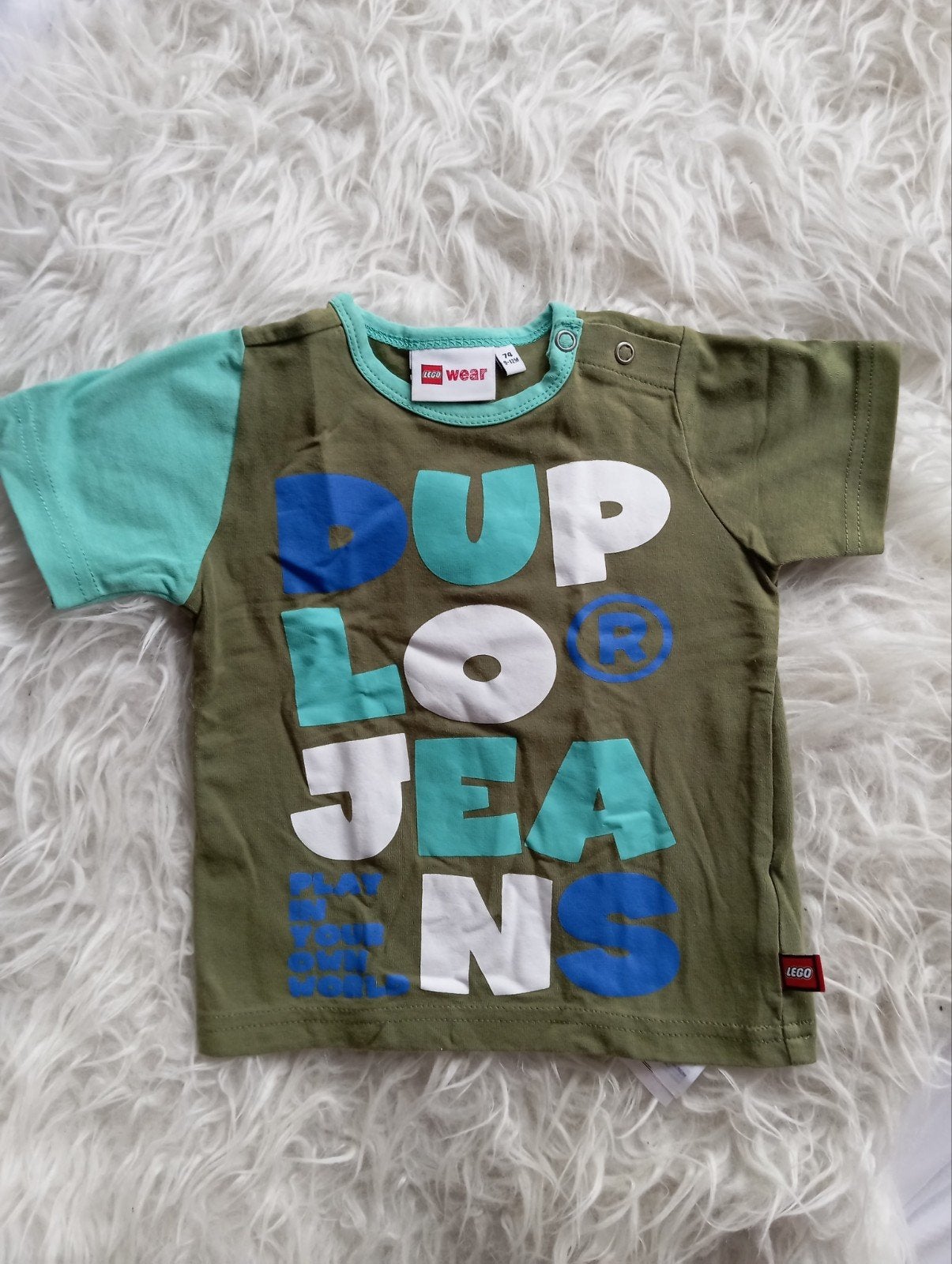 Lego Wear T-shirt maat 74 met Duplo Jeans opdruk, Ophalen of Verzenden, Lego Wear, Jongetje, Shirtje of Longsleeve