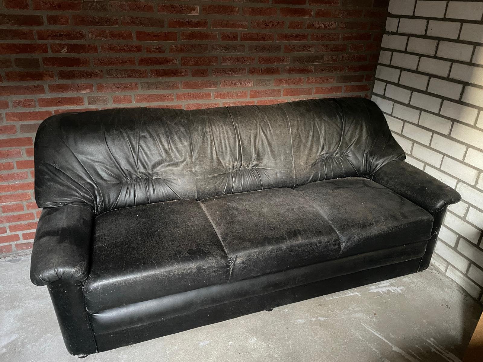 GRATIS BANK 2 persoons leer, Huis en Inrichting, Ophalen, Gebruikt, Minder dan 75 cm, 150 tot 200 cm