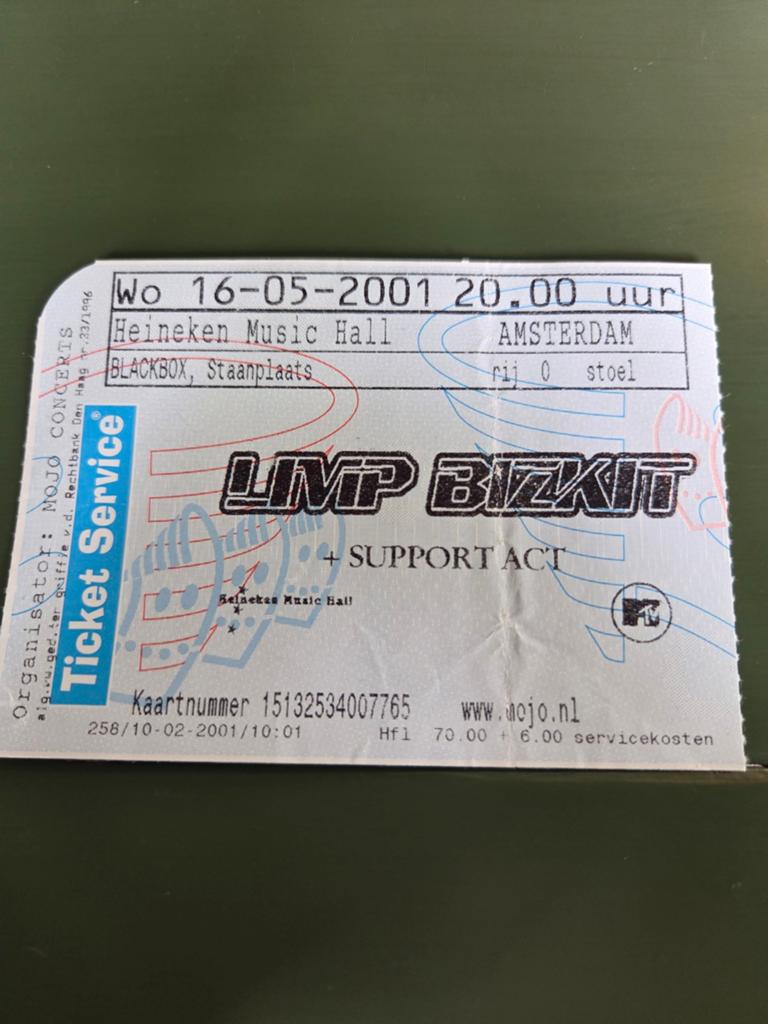 Concertkaart Limp Bizkit HMH 2001, Ophalen of Verzenden, Zo goed als nieuw, Overige typen