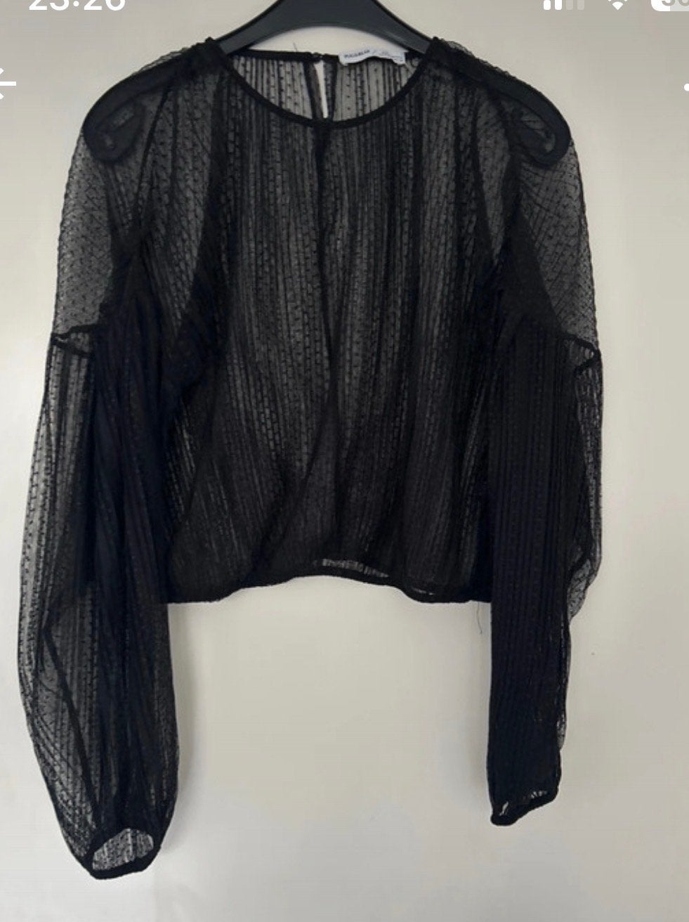 Pull & Bear Zwarte Tule Top Bloes Maat S Nieuw, Zwart, Nieuw, Ophalen of Verzenden, Lange mouw