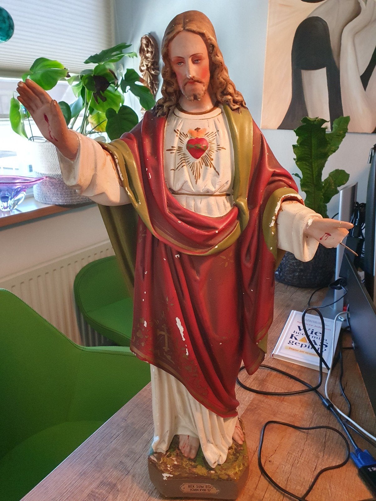 Vintage Heilig Hart Jezusbeeld - Jaren '50 - 70 cm, Ophalen