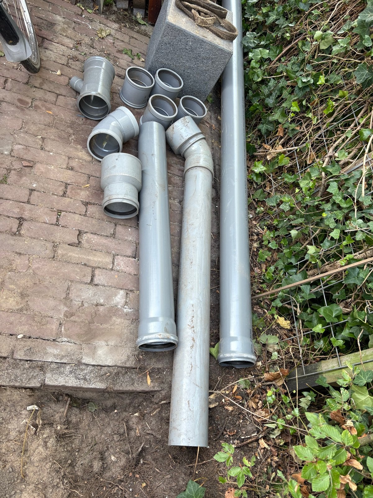 Diverse PVC koppelingen en buizen, diameter 125, Ophalen, Afvoer, Gebruikt, Pvc