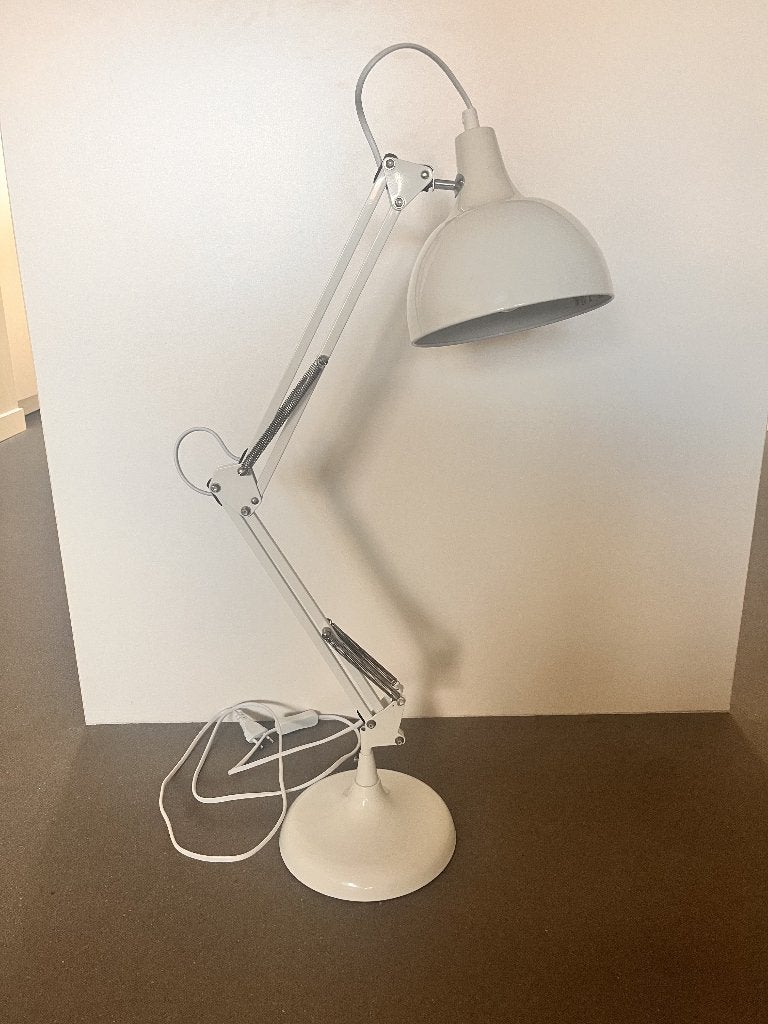 Burolamp, staande lamp metaal wit, Ophalen, Gebruikt, Metaal, 50 tot 75 cm