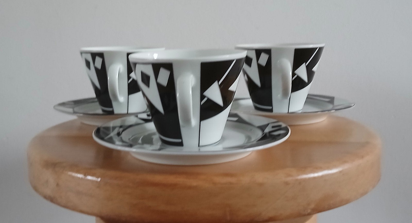 3 Vintage Memphis Style Kop en Schotels – Kronester Bavaria., Ophalen of Verzenden