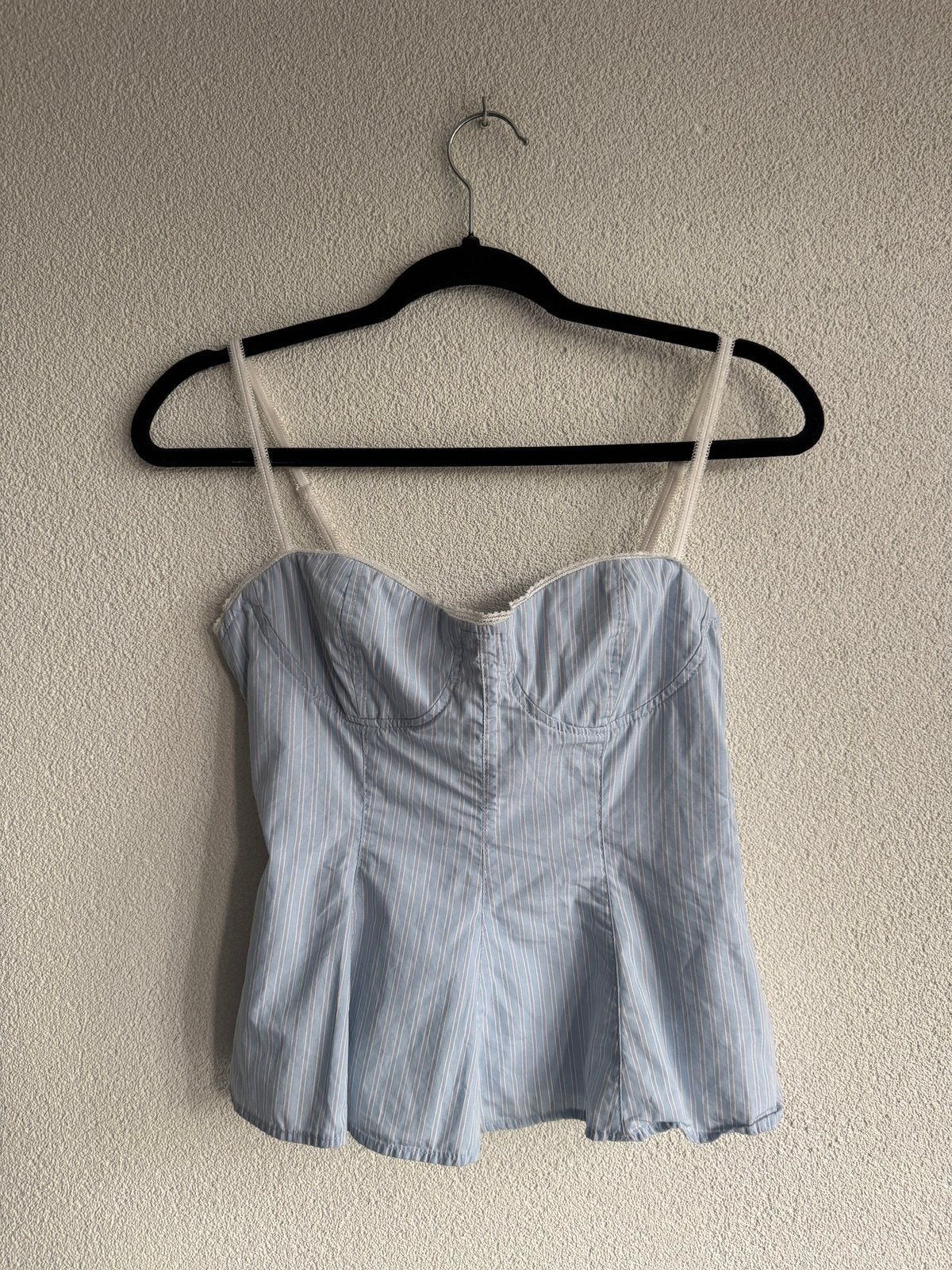 Zara popeline gestreepte bustier top, Blauw, Zara, Ophalen of Verzenden, Zo goed als nieuw