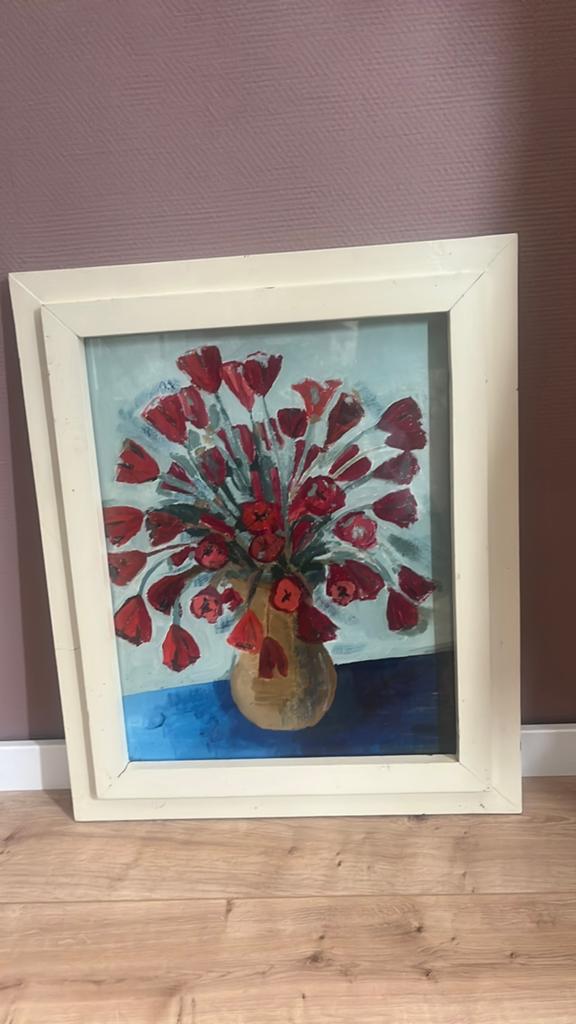 Schilderij rode tulpen, Ophalen
