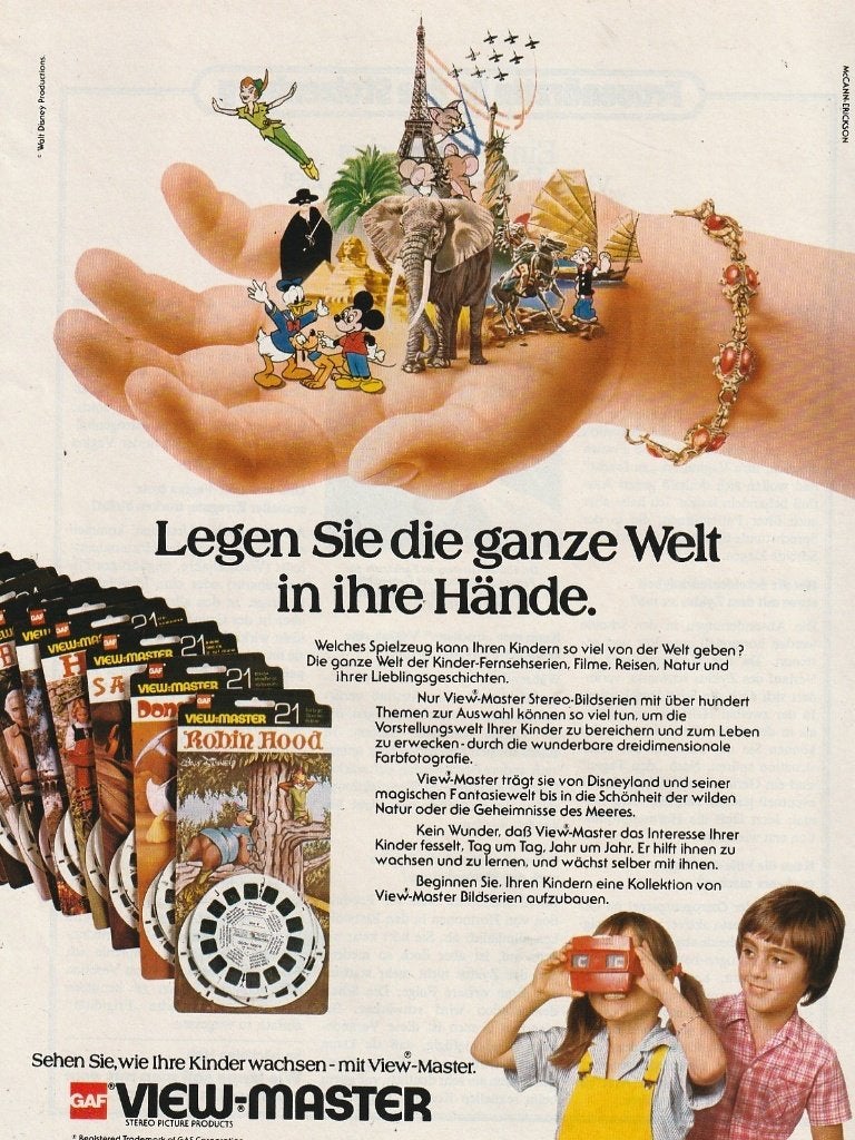 retro reclame 1978 View-Master met Robin Hood Disney, Verzenden, Overige typen