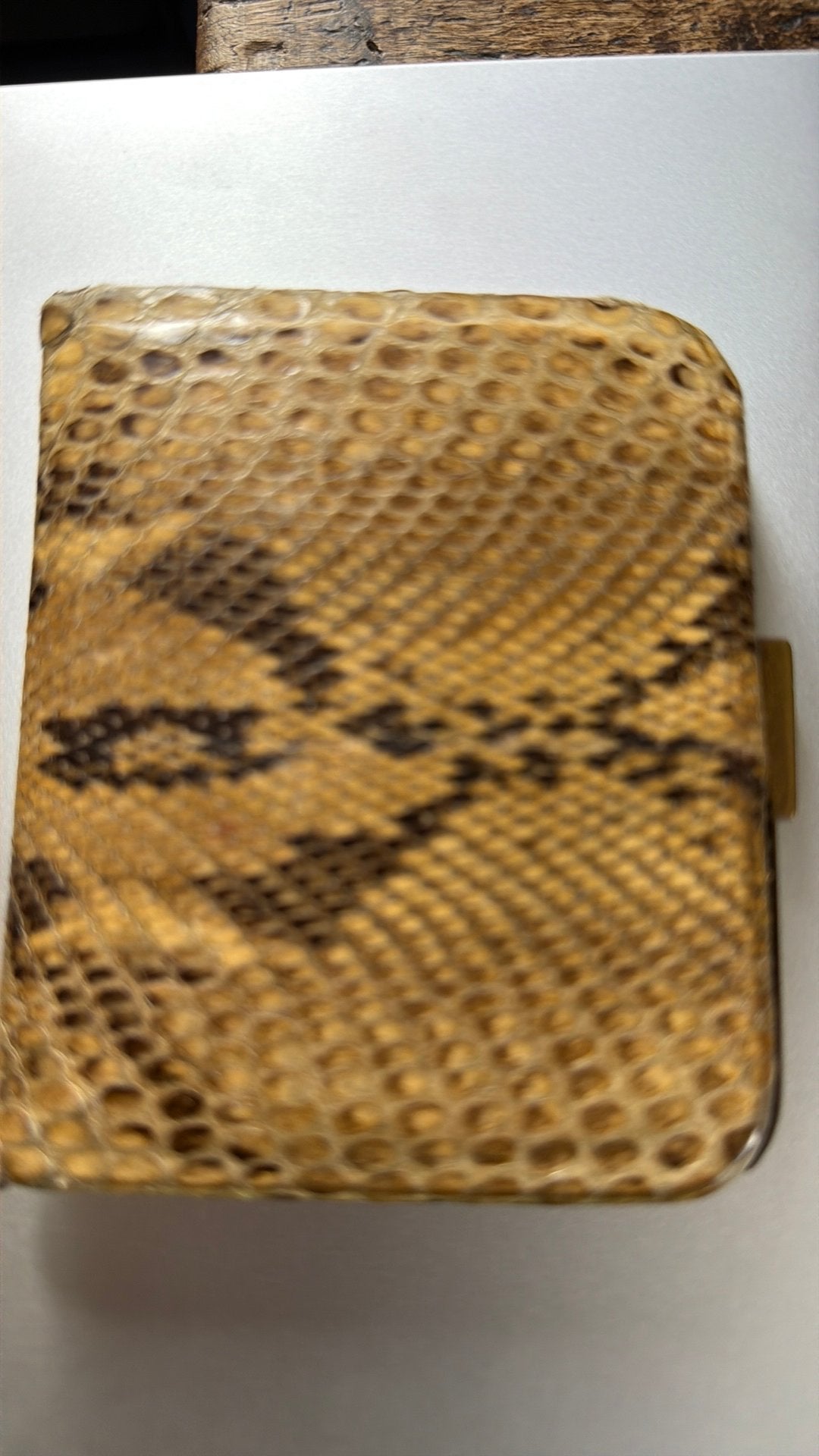 Vintage echt pythonleren beursje - jaren 30/40, Sieraden, Tassen en Uiterlijk, Portemonnees, Ophalen of Verzenden, Gebruikt, Overige kleuren