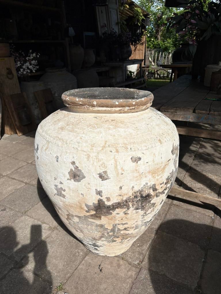 Stoere oude kruik uit India, Huis en Inrichting, Woonaccessoires | Vazen, Ophalen, Gebruikt, Overige kleuren, Aardewerk of Porselein
