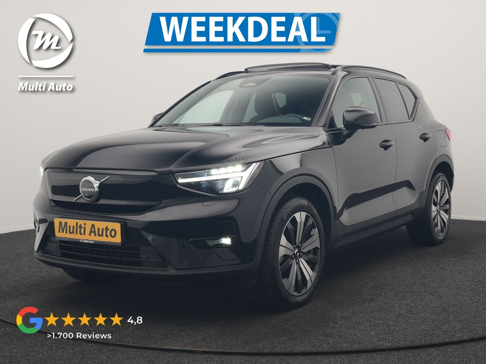 Volvo XC40 Ultimate Recharge 70 kWh 231pk | Panodak | Warmte, Auto's, Automatische klimaatregeling, Gebruikt, Zwart, 231 pk